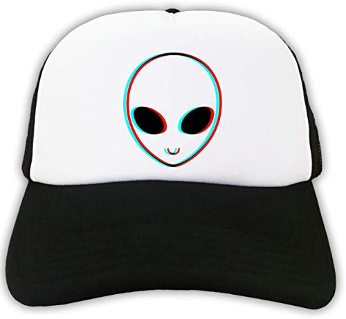 Trippy Alien Head Line Art VHS Glitch Trucker Cap