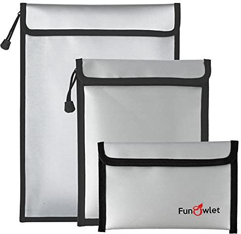 Feuerfeste wasserdichte dokumententasche â€“ 3er-Pack sichere verbesserte ReiÃŸverschluss-Taschen für A4 A5 Dokumentenhalter, Akten, Schmuck, Reisepass, Tablet, Laptop (grau)