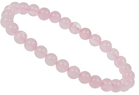 ELEDORO Stretch Armband aus echten Edelstein-Perlen (6mm) – Perlenarmband für stilvolle Eleganz (Rosenquarz)