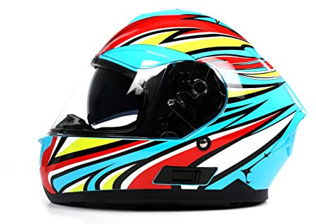 BHR Casco Integrale Moto con Doppia Visiera 814 RIDE | Casco Moto Integrale Omologato ECE con Visiera Doppia Antigraffio | Casco Moto Donna/Uomo con Sgancio Micrometrico | Wind Rose Blue | XL