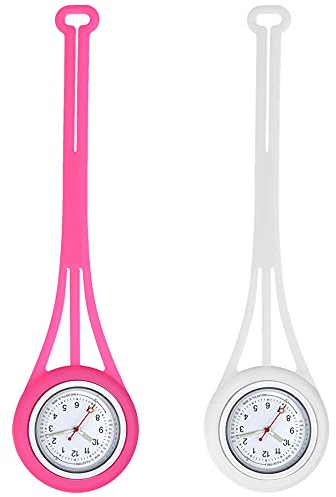Silverora Montre à Gousset Infirmière en Silicone Infirmière Montre Broche Calcul d'impulsion avec Trotteuse pour Les Médecins et Infirmières - De Multiples Façons de Porter