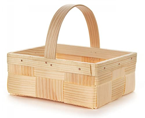 Rudolphs Schatzkiste Holzkorb Osterdekoration Spankorb mit Henkel eckig, Natur BxHxT 16x7x13cm NEU DEKOKORB PILZKORB SAMMELKORB Erzgebirge