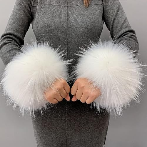 Katutude Pulswärmer Pelz Damen, Fell Manschette Stulpen Handschuhe, Pelz-Handgelenk-Band, Pulswärmer Faux Pelz Armstulpen Faux Fur Wrist Band Ring Cuffs Wärmer für Frauen
