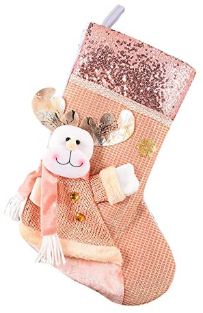 Weihnachtsstrümpfe Nikolausstrumpf Socken Set Weihnachten Weihnachtstaschenornamente Weihnachtsschmuck Geschenkstrumpf Pailletten Rosa Weihnachten Weihnachtssocken für Weihnachtsbaum Kamin Deko