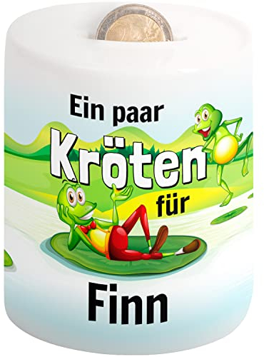 Kinder-Spardose mit Namen personalisiert „EIN Paar Kröten für“ – Sparschwein für Mädchen & Jungen - Geschenk zur Einschulung, Geburt, Taufe, Geburtstag, Weihnachten - Geldgeschenk-Verpackung (Kröten)