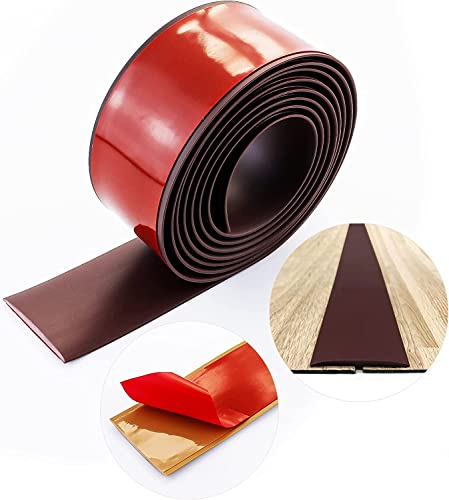 Striscia di transizione per pavimenti in PVC, 4 m x 5 cm, strisce autoadesive in PVC, divisorio per porte, profilo piatto in laminato, bordo, striscia di giunzione per porta (caffè, 5 cm, 4 metri)
