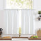 TOPICK Scheibengardine Leinenoptik Bistrogardine 2er Set 115Hx90B cm Uni Kurzer Küche Vorhänge Gewebe Gitter Lichtfilterung Paarig Schals für Wohnzimmer Landhaus Kleine Fenster Weiß