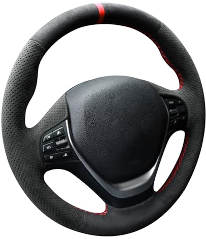 Alfanxi Handstich für Alcantara Lenkradbezug, kompatibel mit BMW M Sport F20 F21 F22 F23 F30 F31 F32 F33 F34 F36 (roter Streifen)