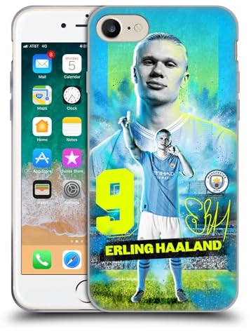 Head Case Designs Offizielle Manchester City Man City FC Erling Haaland 2023/24 Erstes Team Gelhülle [Militärischer Grad] Kompatibel Mit Apple iPhone 7/8 / SE 2020 & 2022 Und Kompatibel Mit MagSafe