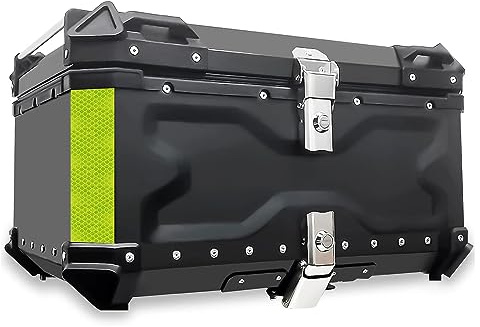 Baúl de moto para casco impermeable 65L 85L 100L - Baúl trasero de aluminio (color: Black, Size