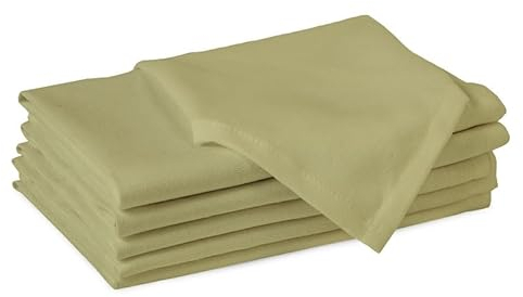 Encasa XO Baumwollstoffservietten | 6er-Set | Größe 43x43 cm | Sage Green Volltonfarbe | Waschmaschinenfest