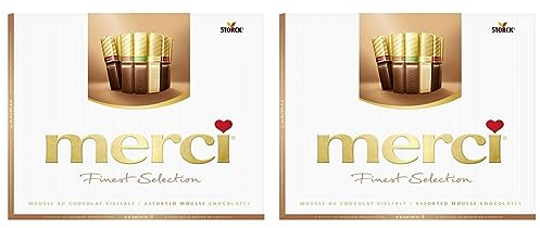 merci Finest Selection Mousse au Chocolat Vielfalt 2er Bundle – 2 x 210g – Gefüllte und nicht gefüllte Schokoladen-Spezialitäten