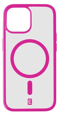 cellularline - Pop Mag - iPhone 15 - Transparente Hülle mit farbigen Kanten kompatibel mit MagSafe Ecosystem - Geschützte Kanten, Tasten und Anschlüsse - Fuchsia
