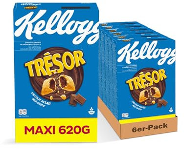 Kellogg's Tresor Milk Choco (6 x 620 g) – knusprige Frühstückscerealien mit schmelzender Creme-Füllung mit Milchschokolade – Tresor. Crazy Tasty.