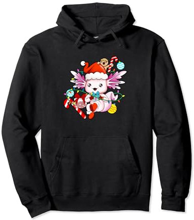 Mit Lebkuchenmann und Mütze - Axolotl Weihnachten Pullover Hoodie