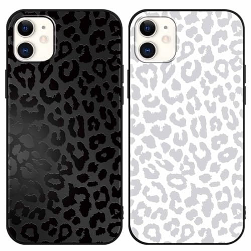 Yoedge 2 Pack Black Leopard Phone Case Compatible with iPhone 12 mini 5,4, Ultrathin Soft Silicone with Aesthetics Pattern, Shockproof Bumper Protector Matte Girls Cover for iPhone 12 mini, Cheetah