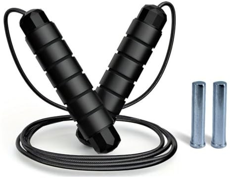 SPOMALKA Springseil Erwachsene Fitness Boxen - Boxer Springseil Gewicht - Speed Rope 2.8m / 280 cm - für Muskelaufbau, Abnehmen, Training, Exercise & Fitness, Bodybuilding & MMA (Schwarz - 400g)