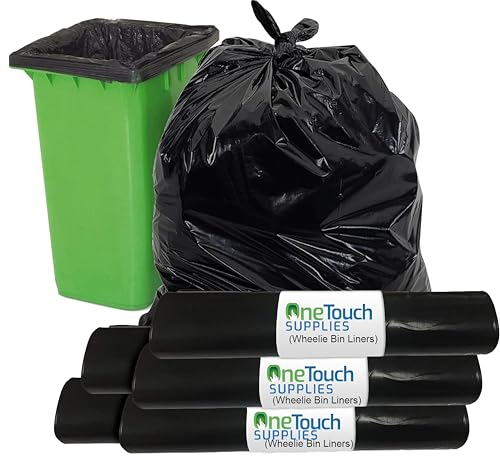 Black Wheelie Bin Liners Refuse Sacks Heavy Duty Rubbish Sacks Strong Bin Bags Waste Recycling for Outside and Garden Bin Strong Garbage Bags for Rubbish On a Roll XXL (100 Bags) (10)