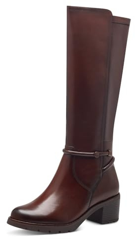 Tamaris Stivali Lunghi da Donna, Imbottiti, con Controllo Elasticizzato e Duo-Tex, Stivaletto, Marrone Scuro, 39 EU
