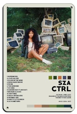 NTRECS Sza Poster Sza CTRL Albumcover-Poster, Blechschild, Vintage, Metall, Pub, Club, Café, Bar, Zuhause, Wandkunst, Dekoration, Poster, Retro, 20 x 30 cm