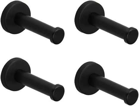 Vanloory Lot de 4 crochets ronds pour serviettes de bain, crochets muraux robustes en acier inoxydable SUS 304 pour salle de bain, chambre à coucher, cuisine (7,6 cm, noir)