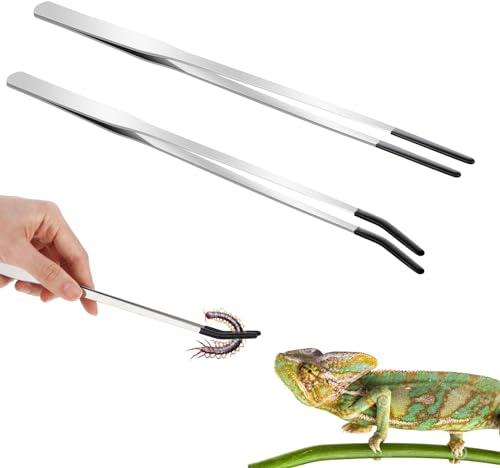 Aquarium Pinzette Edelstahl, 2 Stück Gerade Pinzette Und Gebogene Spitze Pinzette Lange Futterzange mit Gummispitze Gerade für Wasserpflanze Zange Pflanzenpinzette Gartenarbeiten
