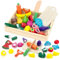 GoPlacs Kinderküche Spielküche Zubehör aus Holz Küchenspielzeug zum Schneiden Obst und Gemüse Kochsimulation Lernspielzeug Rollenspiele Geschenk