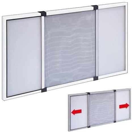 Zanzariere Estensibile in Fibra di Vetro con Telaio in Alluminio per finestre Facile da Montare,Altezza 50 cm Lunghezza Regolabile da 70 cm a 132 cm