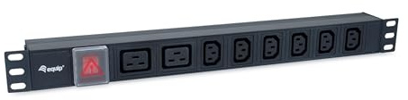 Equip 333316 8 Compartiments, 6 x IEC-C13+ 2 x IEC-C19, Interrupteur Marche/arrêt, boîtier en Aluminium