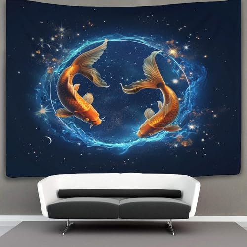 kaiyun Fische Wandteppich Wandtuch Wandbehang Tapestry Tapisserie Wanddekoration Weltraum Wandkunst Wandtücher 100cmx150cm