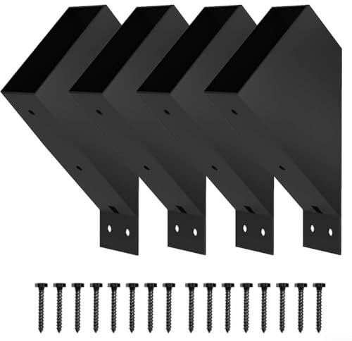Oniissy Staffe di supporto angolari per pergolato, struttura in ferro nero, staffe per pergola, supporto ad angolo di 45 gradi, connettore resistente per pali in legno 2 x 4 (4 pezzi)