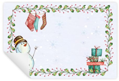 Logbuch-Verlag 25 Weihnachtsaufkleber für Kinder bunt Schneemann Weihnachtsetiketten Namensaufkleber zum Beschriften 7,4 x 5,2 cm