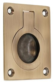 Infinity Decor Antique Brass Square Flush Pull Ring Handle 60mm x 50mm Cabinet Door Lifting Ring for Recessed Furniture Boat Hatch, Cupboard, Drawer