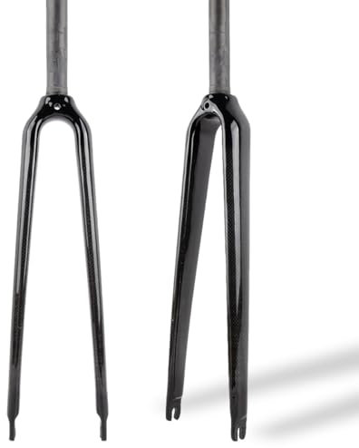 HZXQCVB 700C Forcella Rigida in Fibra di Carbonio Tubo Dritto da 25,4 Mm Forcella per Bicicletta da Strada Sgancio Rapido 9X00mm Freno A C Forcella Anteriore per Bicicletta(Glossy Black,3K)