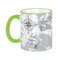 KDWJS Tasse Keramik Kaffeetassen Große 11oz Tassen 330ml Trinkgläser Mit Griff Personalisierte Geschenk Weiß,Segelboot Seekarte grau Boot Skizze Schiff Rad Kompass Anker