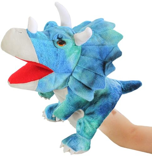 YOUYIKE Triceratops Hand 30cm Puppets Dinosaurier Kuscheltier Handpuppen für Kinder Handpuppen Tiere Jurassic World Dino Kuscheltier Interaktive Dinosaurier Spielzeug Ab 3 Jahre Kind