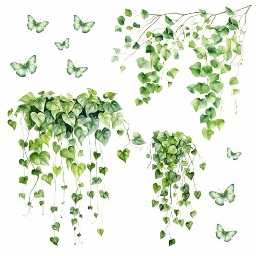 Lot de 260 stickers muraux Motif lierre et papillons en 6 tailles différentes Dimensions 750 x 420 mm