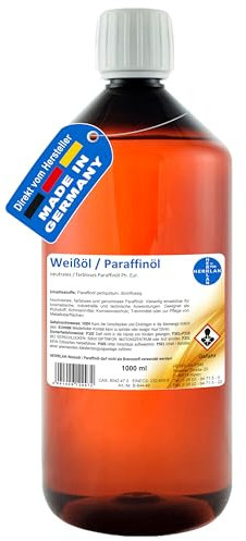 HERRLAN® Paraffinöl Ph. Eur. 1 Liter – Weißöl - medizinischer Qualität – farblos, geruchslos & dünnflüssig – BAuA-Nr. N-111510 – Industrie & Technik – Made in Germany