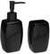 TIENDA EURASIA – Set Jabonera y Portacepillos | Material Cerámica y Plástico | Medidas 5x4.5x17 cm | Jabonera Baño | Vaso Cepillo de Dientes Baño (Negro)