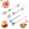 Cortador de melón 4 unidades, cortador de sandía de acero inoxidable, cortador de melón para cubos y bolas, cortador de frutas para papaya, cuchillo de sandía, cortador de bolas para melones, cortador