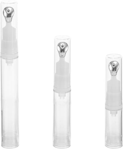 WRITWAA Airless Pumpenflaschen 3 Stück Transparente Luftdichte Flaschen | Skincare Behälter mit Massagekopf für Augencreme Lipgloss und Reisen