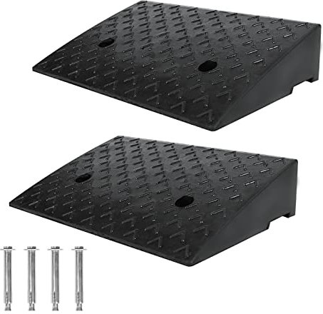 Froadp Rampa per soglia in gomma, per auto, sedia a rotelle e passeggini, rampa portatile, rampa di carico in gomma, antiscivolo, per gradini e marciapiedi, colore nero