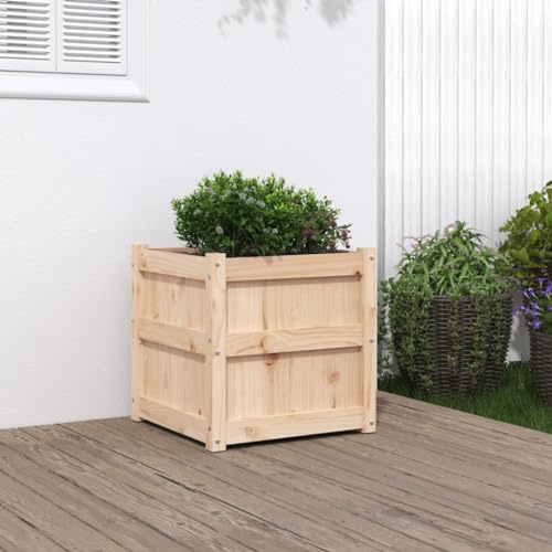 Festnight Jardinière Bois Extérieur Jardinieres Exterieur Bac a Fleur Bois Jardinière en Bois pour Pots de Fleurs Jardin terrasse-Pin naturel-50 x 50 x 50 cm