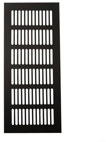 ZWEquipint Grille d'aération rectangulaire en aluminium, panneau de couverture moderne, pour armoire, porte de salle de bain, finition noire (100 x 250 mm)