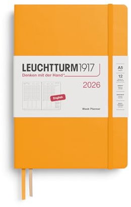 LEUCHTTURM1917 372761 Wochenplaner Medium (A5) 2026, Rising Sun, Englisch