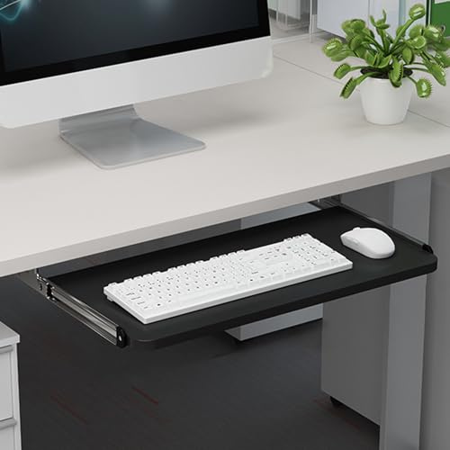 TapferBahn Untertisch Tastaturablage,Tastaturablage Aus Holz Mit Auszug,Tastaturauszug Untertischmontage,Leicht Herauszuziehen,Stark Und Flexibel,Geeignet FüR Zuhause Und BüRo