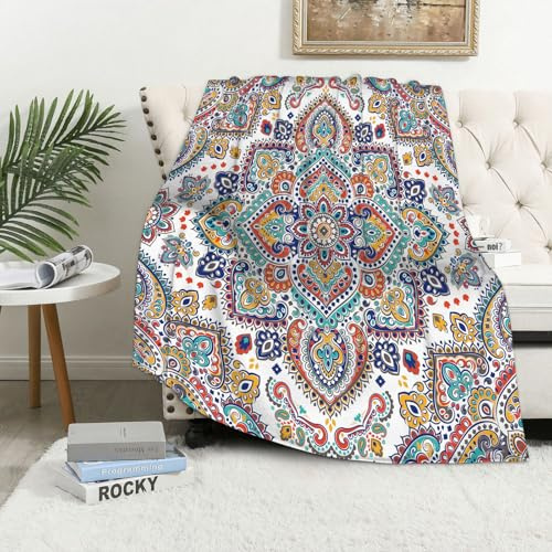 MAAPCHP Kuscheldecke Flauschig Decke Fleecedecke Indisches florales Paisley-Medaillonmu Wohndecke Warm Winter Weich,Decke Couch Blanket,Wohn- & Kuscheldecken 150 x 200 cm,Sofa überwurfdecke