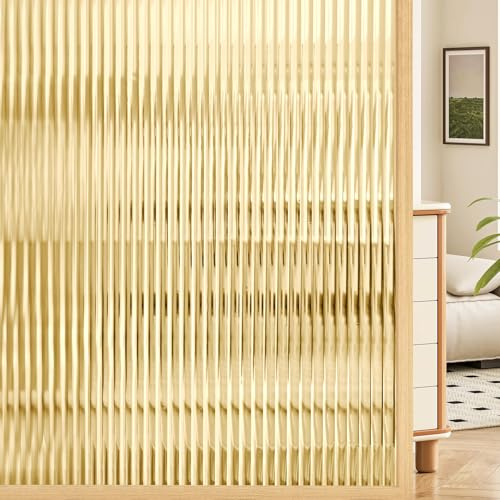Coavas Película de privacidad para ventana, vidrio estriado 3D esmerilado, adhesivo decorativo de vinilo para puerta de baño, hogar, bloqueo solar, 17.5 x 78.7 pulgadas