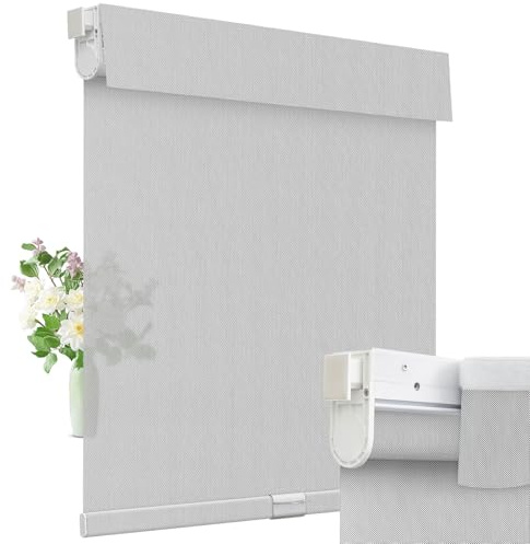 Moonice Cordless Roller Blinds No Drill Blinds for Windows Light filtering Shades Thermal Insulated Easy to Install Waterproof Window Shades for Home Kitchen Bathroom (Gray,112cm W x 122cm H)