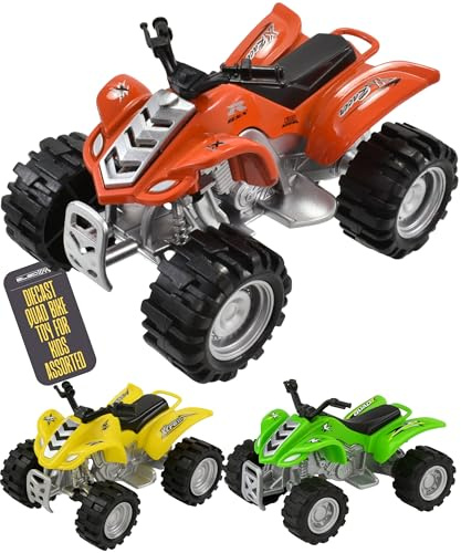 Toy Quad Bike Die-Cast Friction Power Small Handheld Vehicle for Kids Orange Collectable Mini Model Durable Metal Play Toy for Imaginative Childrens Vehicle Play